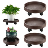 8 Pack Plant Caddy With Wheels Heavy Duty 12.2 Inch Plant Dolly With Locking Casters Rolling Plant Stand For Indoor Outdoor, Brown