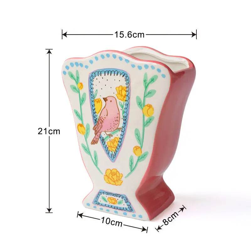 Nightingale Bird Ceramic Vase             high-end home flower vase, living room decoration Hypersku