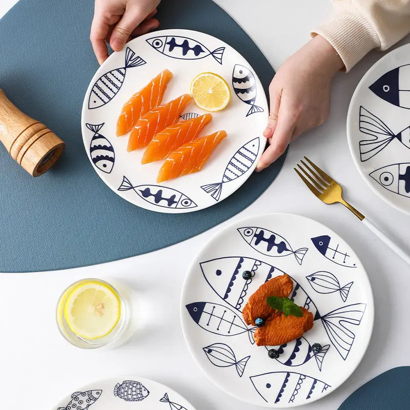 Home hand-painted ceramic plates, shallow plates, restaurant Western plates, breakfast plates, fruit plates, sk planes Hypersku