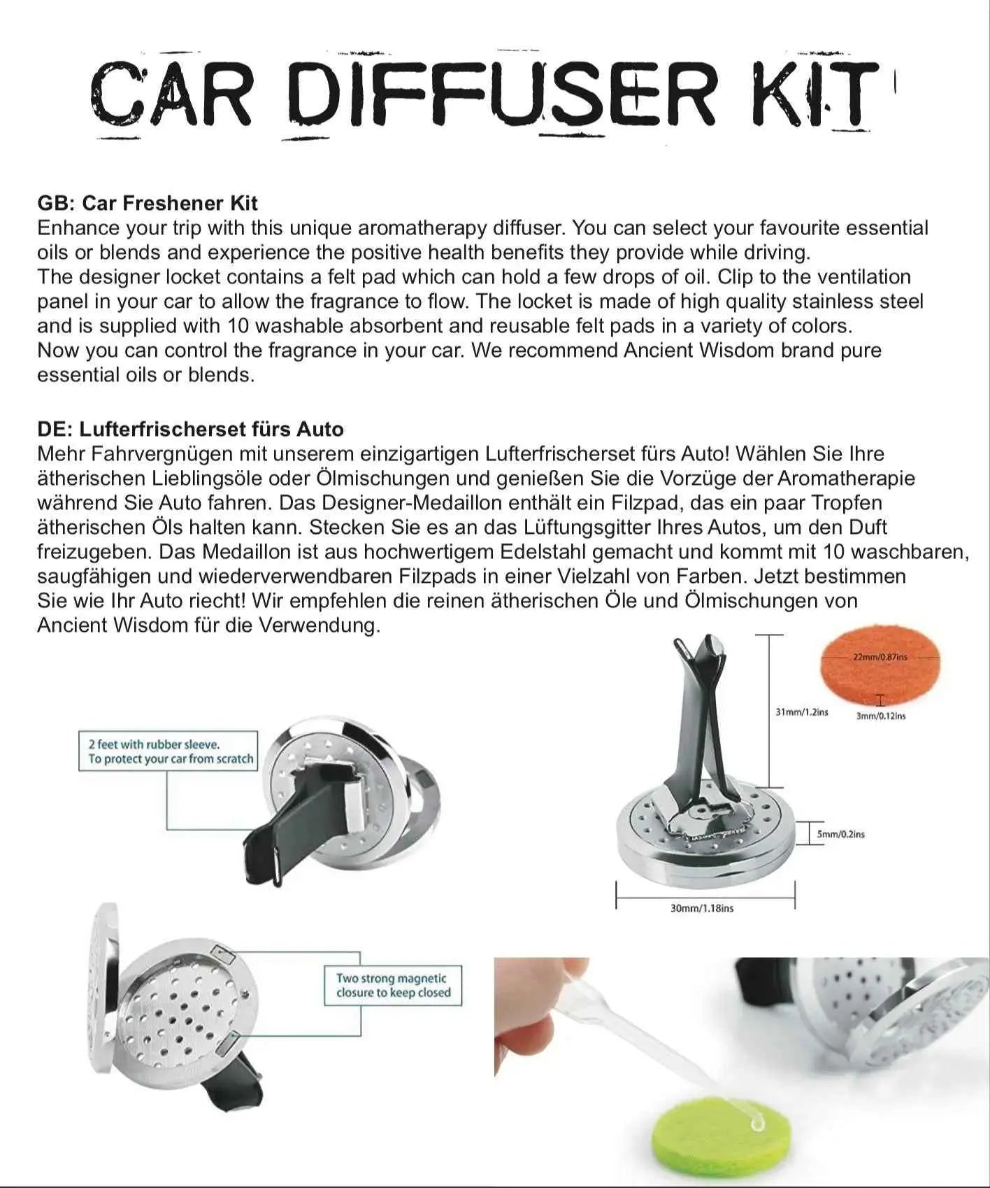 Car Diffuser Kit- Car Wheel - 30mm