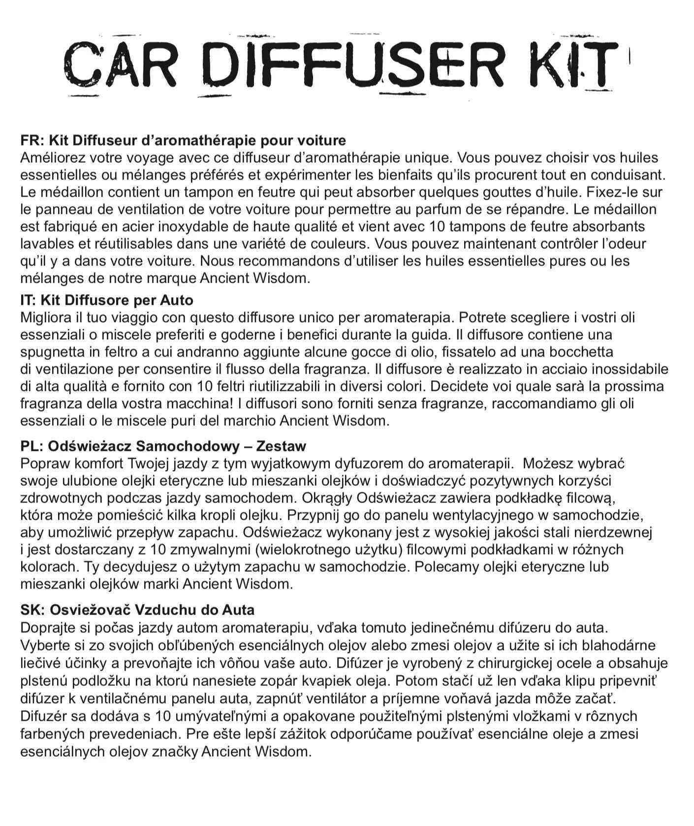 Car Diffuser Kit- Car Wheel - 30mm
