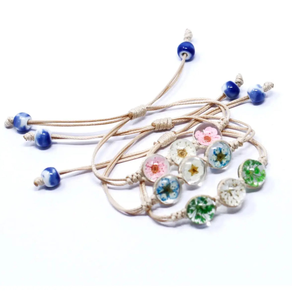 4X Pressed Flowers - Three Flower Bracelet AWArtisan Dropship