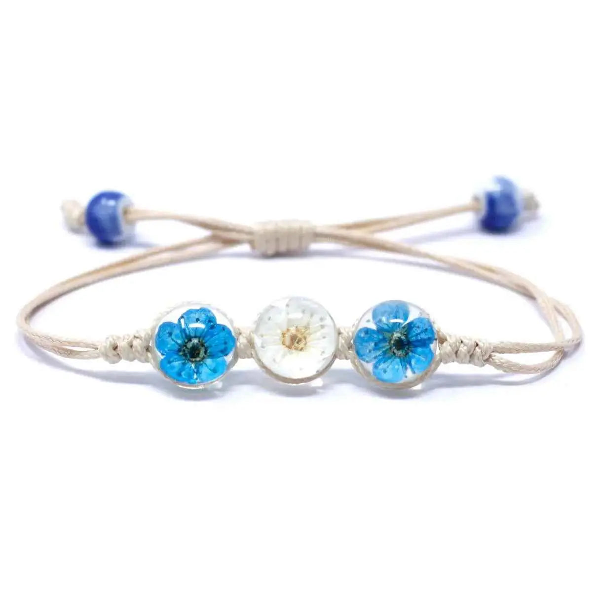 4X Pressed Flowers - Three Flower Bracelet