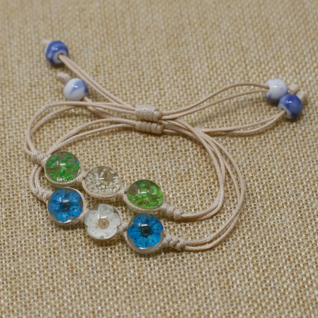 4X Pressed Flowers - Three Flower Bracelet AWArtisan Dropship