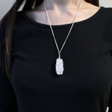 Spiral Wrapped Gem Necklace-Raw Opalite