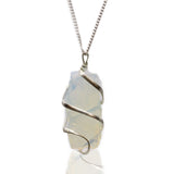Spiral Wrapped Gem Necklace-Raw Opalite