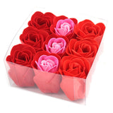 Set Of 9 Soap Flowers-Red Roses
