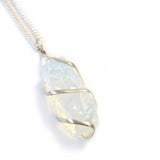 Spiral Wrapped Gem Necklace-Raw Opalite