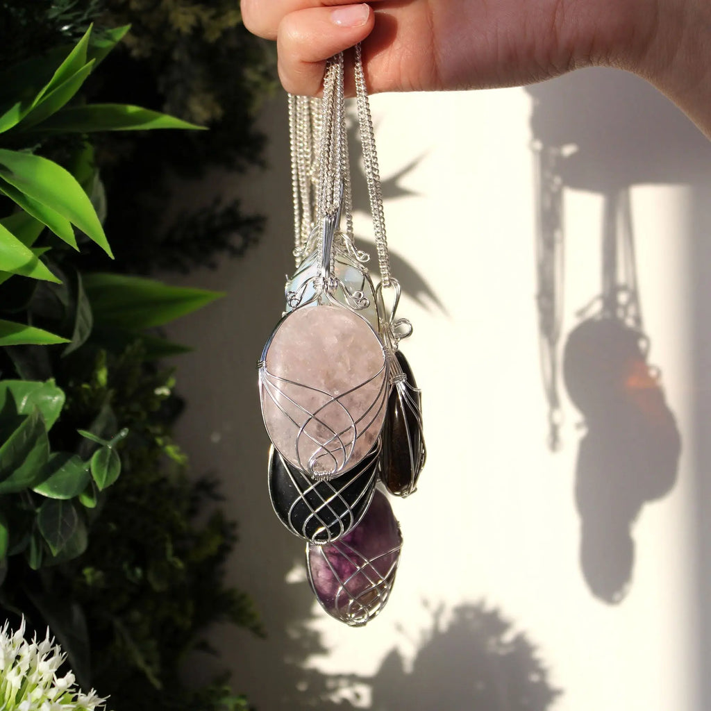 1X Cascade Wrapped Gemstone Necklace- Raw Black Onyx AWArtisan Dropship