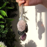 1X Cascade Wrapped Gemstone Necklace- Raw Black Onyx