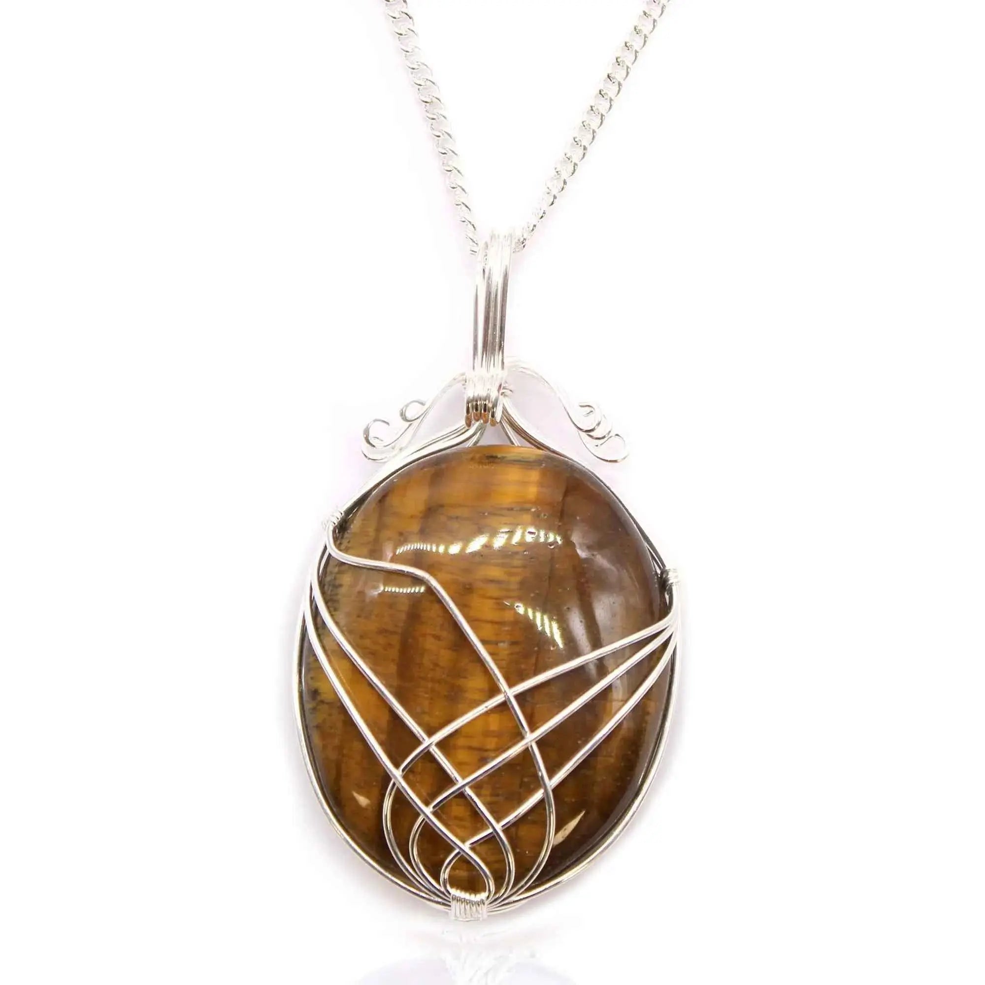 Cascading Wrapped Gemstone Necklace- Raw Tiger’s Eye