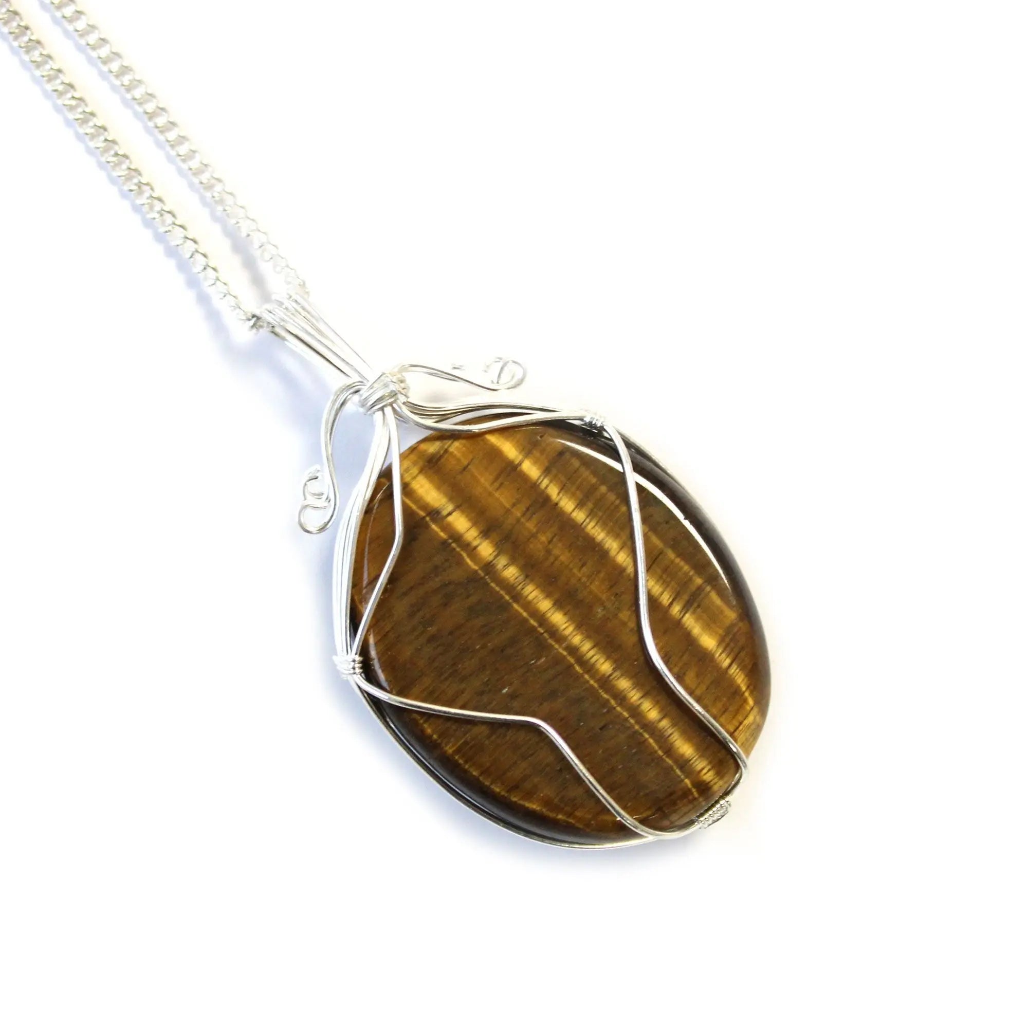 Cascading Wrapped Gemstone Necklace- Raw Tiger’s Eye AWArtisan Dropship