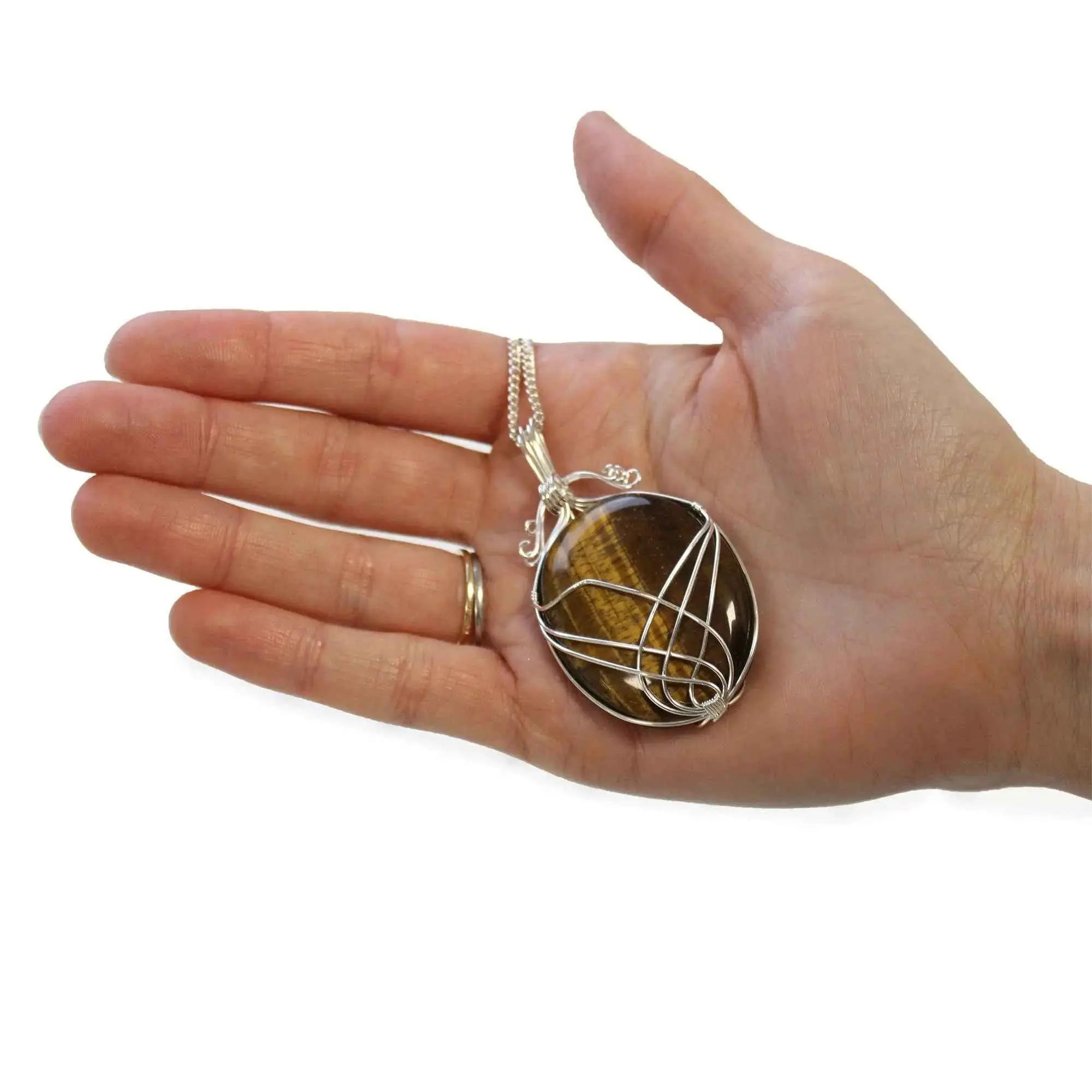Cascading Wrapped Gemstone Necklace- Raw Tiger’s Eye