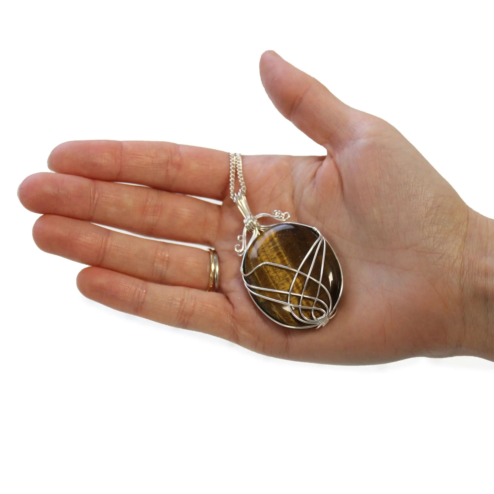 Cascading Wrapped Gemstone Necklace- Raw Tiger’s Eye AWArtisan Dropship