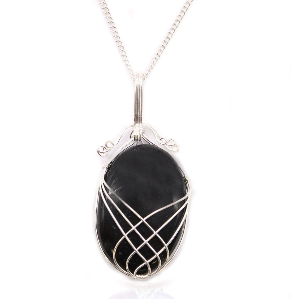 1X Cascade Wrapped Gemstone Necklace- Raw Black Onyx AWArtisan Dropship