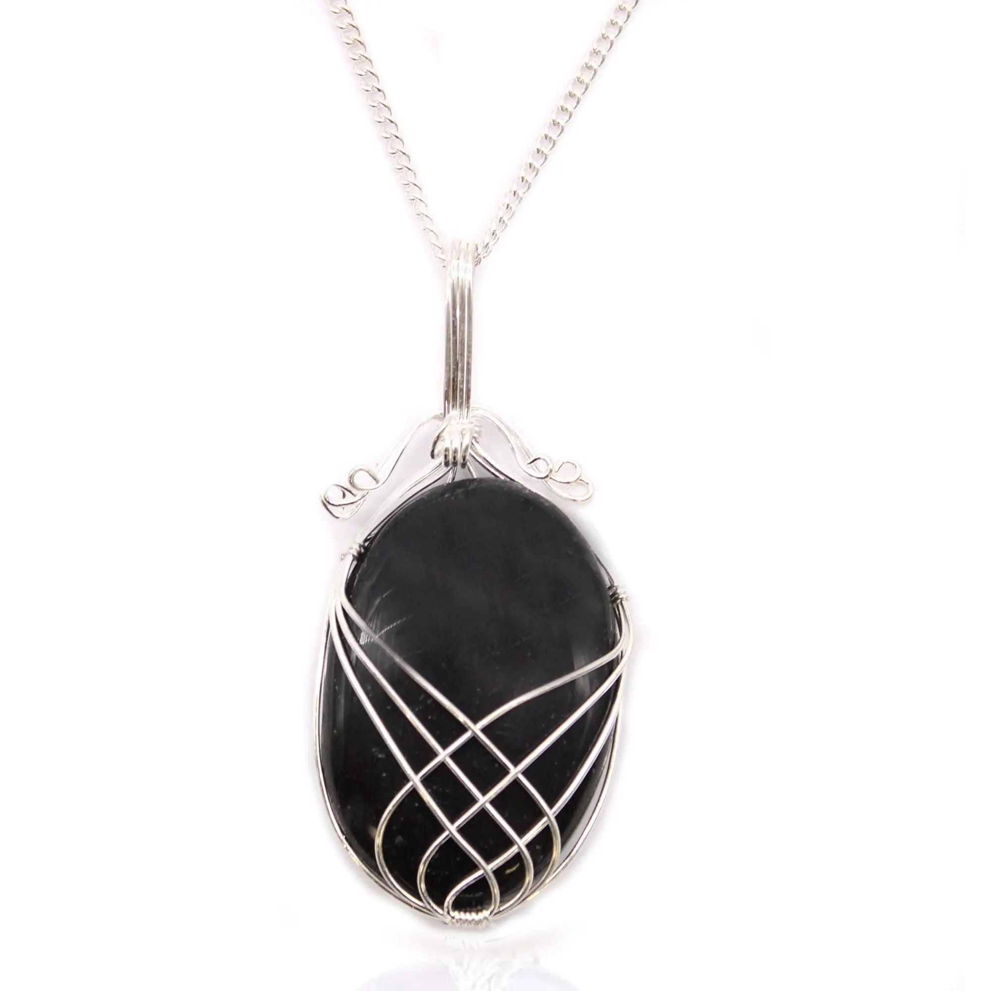1X Cascade Wrapped Gemstone Necklace- Raw Black Onyx AWArtisan Dropship