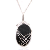 1X Cascade Wrapped Gemstone Necklace- Raw Black Onyx