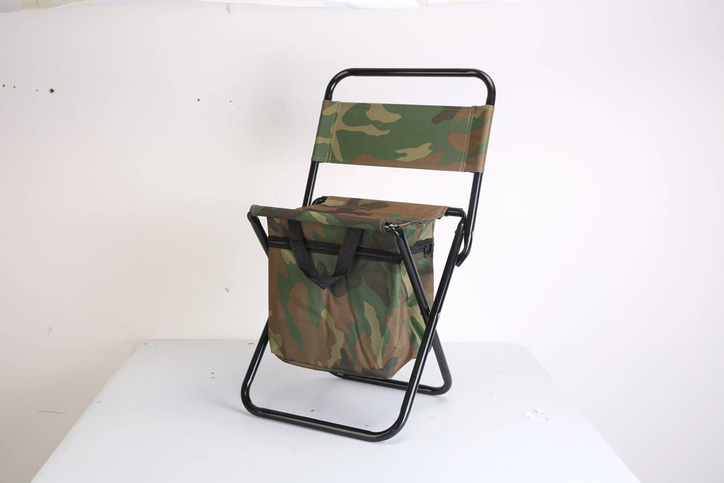 Foldable Fishing Chair With Backrest Built-In Cooler Bag Portable Handle Outdoor Lightweight Mayra and Company