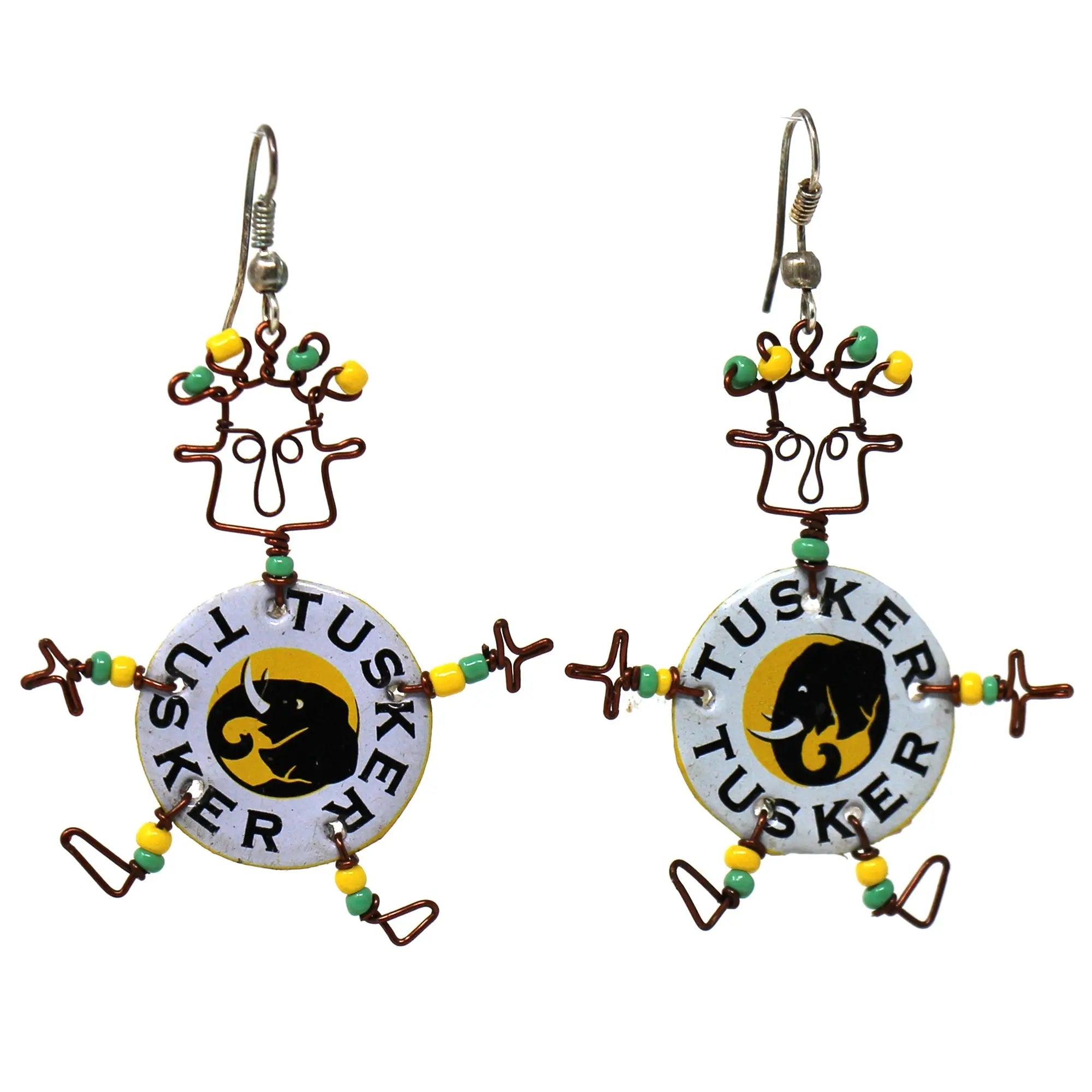 Recycled Tusker Bottle Cap Dancing Girl Earrings - Creative Alternatives Creative Alternatives