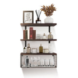 2 In 1 Floating Shelves Wall Mounted With Storage Basket Bathroom Shelves Over Toilet Wooden Shelves For Bedroom Living Room Kitchen Office Wall Decor Plants