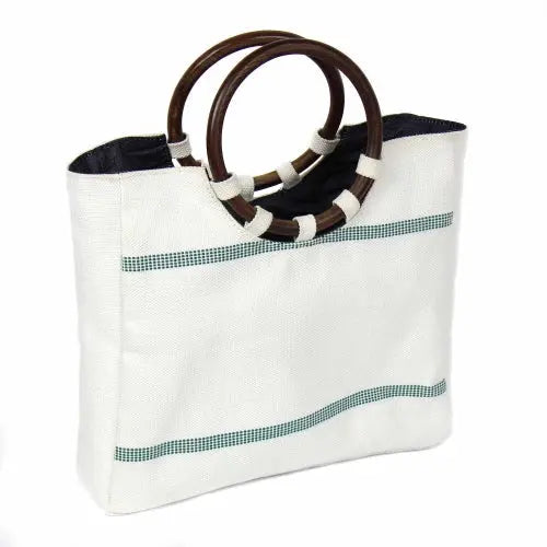 Firehose Wood Handled White Bag Beaurer Creations