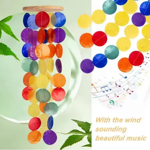 Wind Chimes For Outside Handcrafted Rainbow Capiz Shells  Coastal Style Decor For IndoorOutdoor Garden Decor Mayra and Company