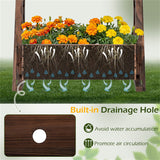 2-Tier Vertical Raised Garden Bed, Burned Finish Semi-Wheel Decorative Planter