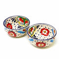 Half Moon Bowls - Dots and Flowers, Set of Two - Encantada Encantada