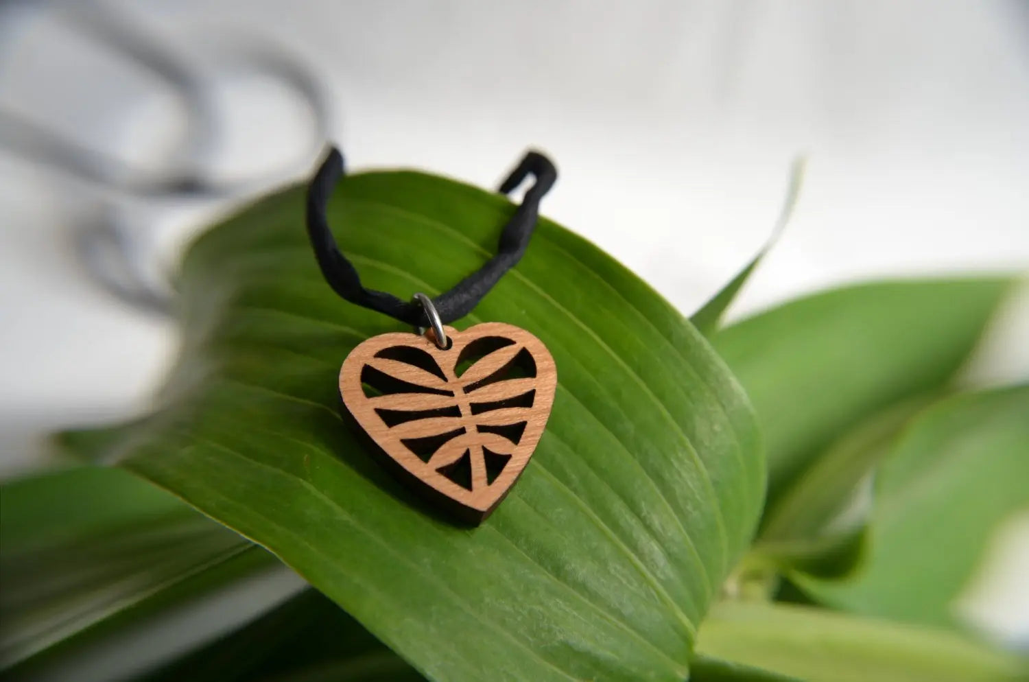 Tiny Heart Pendant in cherry on leather cord DC-GioGio Design