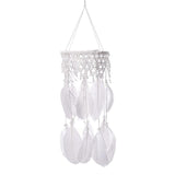 Handmade White Feather Dream Catcher Wind Chimes Hanging Ornaments Ceiling Decor Room Dream Net  Hanging Craft Gift Car Ornament Ribbons Feathers Wrapped Lights For Bedroom Decor Wedding Decorations
