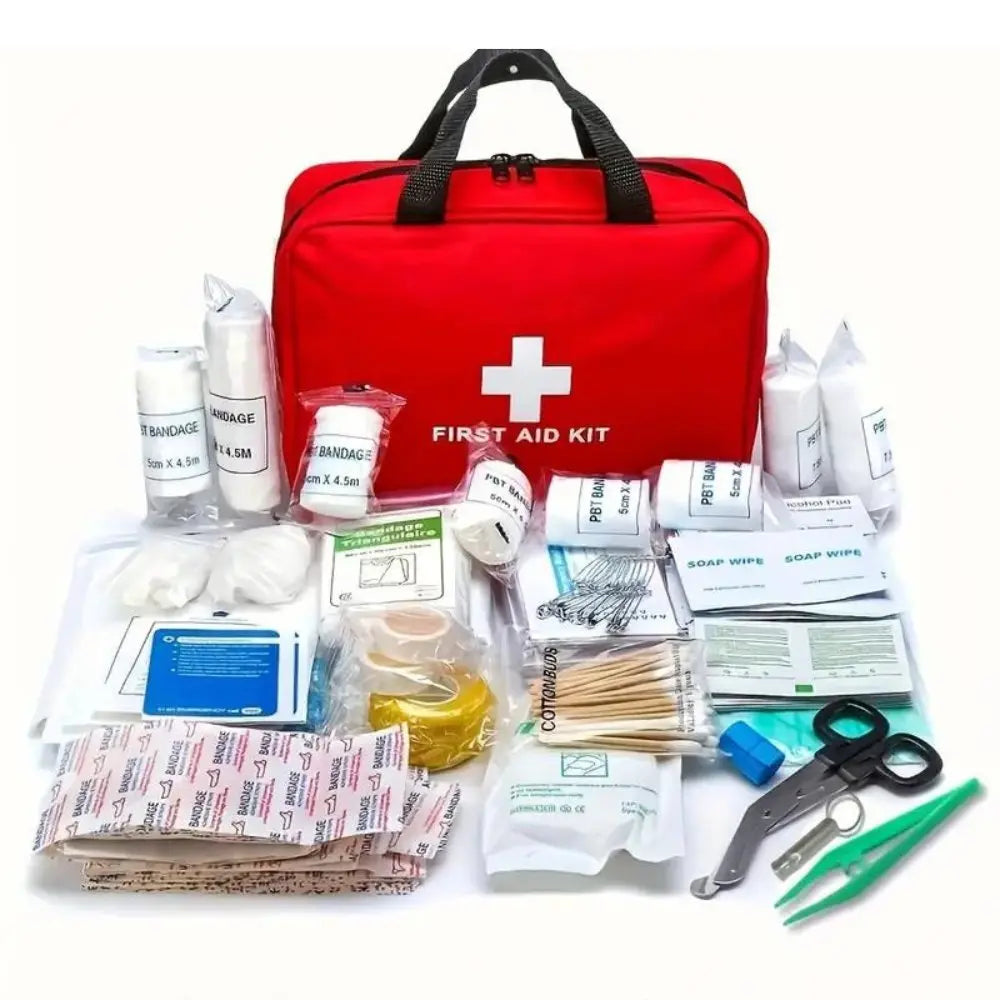 173pcs Large First Aid Kit: Portable Bag For Outdoor Hunting, Hiking, Camping And More - Including Emergency Supplies! DC-THE CEO