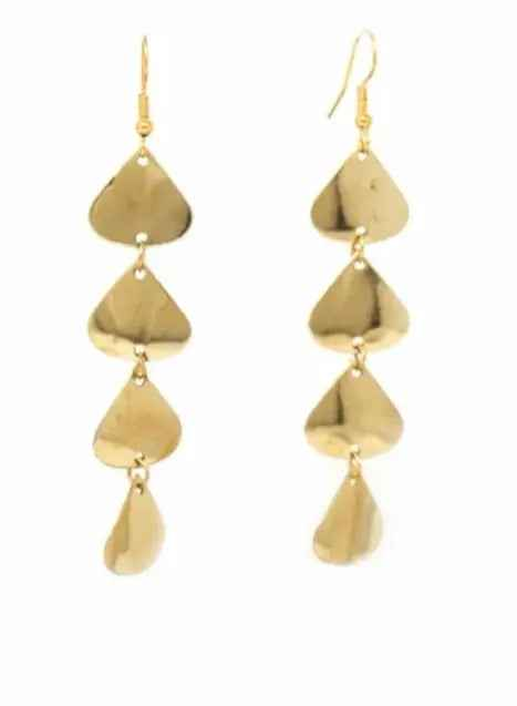 Geometric Tiered Brass Drop Earrings