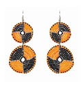 Maasai Bead Double Circle Dangle Earrings,Mango Orange and Black