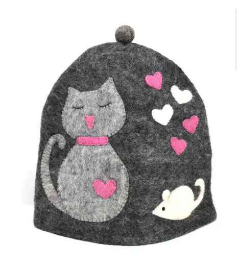Hand Crafted Felt: Cat Tea Cozy