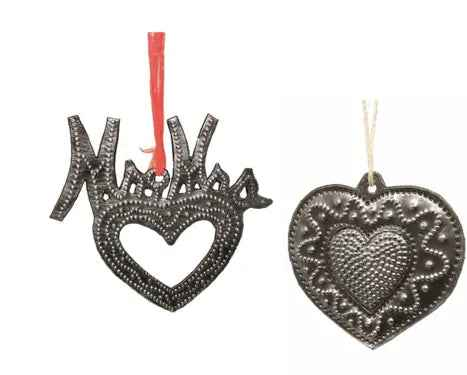 Metal Heart Haitian Metal Drum Christmas Ornaments Newlyweds
