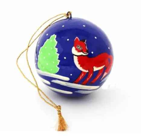 Handpainted Ornament Fox-Pack Of 3
