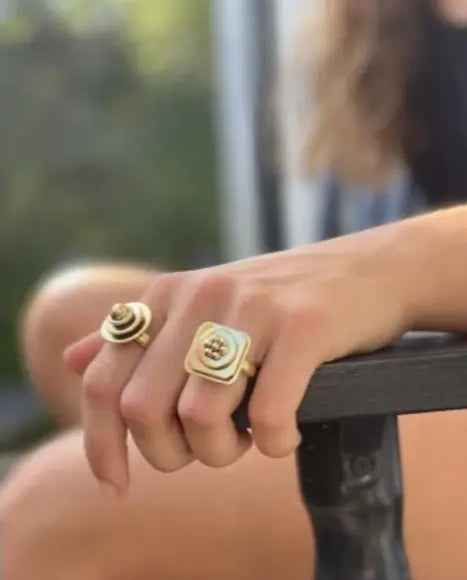 Floral Abstract Adjustable Brass Ring