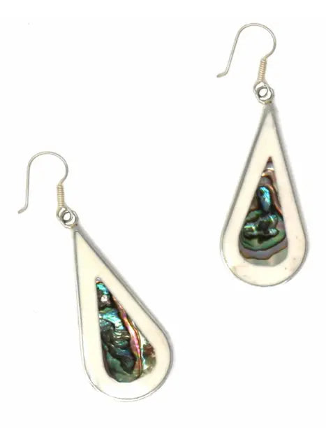 Teardrop Abalone And Mother Of Pearl Drop Earrings Global Groove